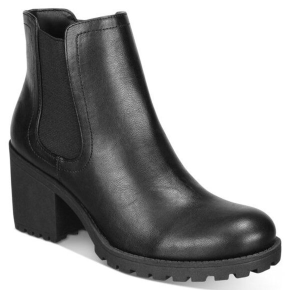 Sun Stone Womens Black Round Toe Block Heel Zip-up Booties - Picture 1 of 4